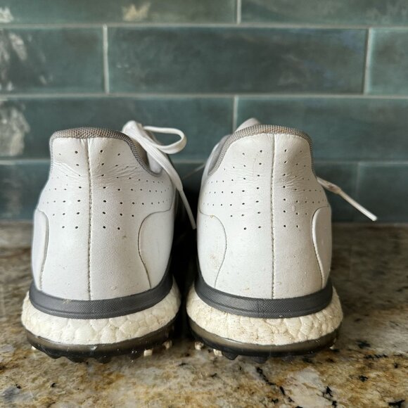 Adidas Men's 10.5 White Golf Shoes With Boost Technology Spiked Soles & Lace-Up - Picture 8 of 10